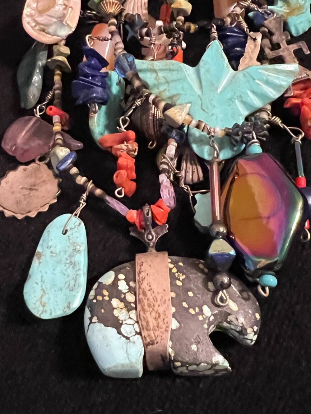 Native American Santo Domingo 3 Strand Treasure Necklace - Picture 6 of 12